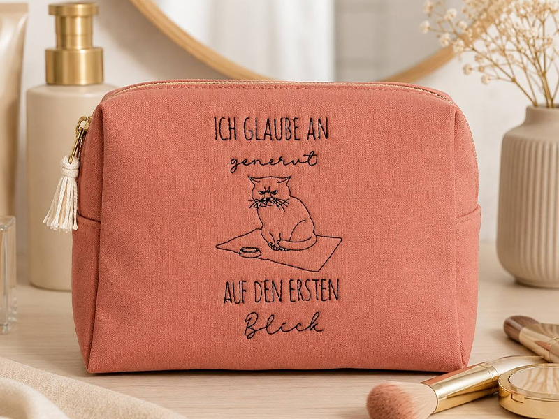 Preview: Ich glaube an genervt auf den ersten Blick Spruch - redwork Stickdatei